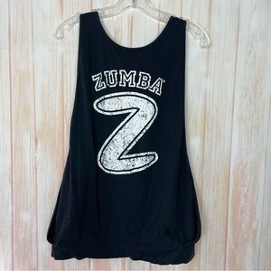 Zumba Black and White Graphic Halter Tank Top (L)